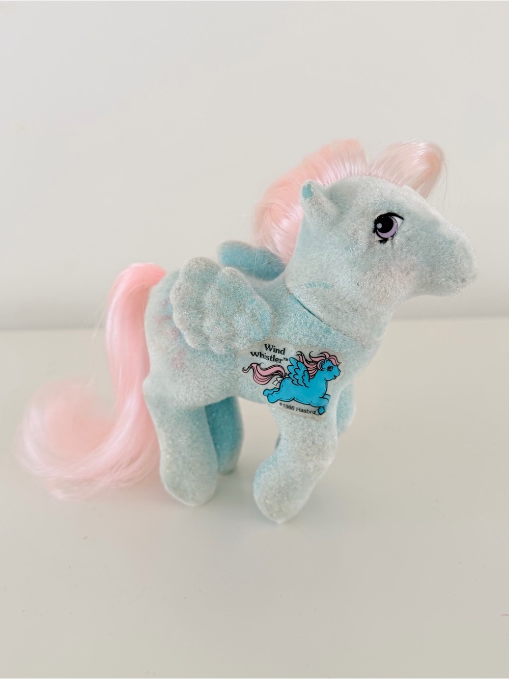 Vintage G1 My Little Pony Wind Whistler Flocked Pegasus 1986 Hasbro EUC